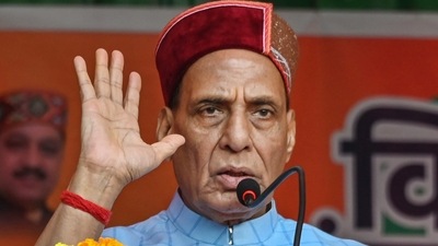 Defence minister Rajnath Singh on Monday discussed the Congress and Aam Aadmi Party's chances in this week's Himachal Pradesh election, using cricket analogy. (PTI)