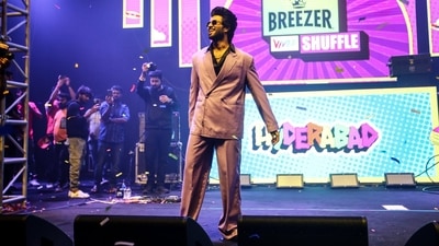 Vijay Deverakonda at an event on Sunday. Vijay Deverakonda at an event on Sunday.
