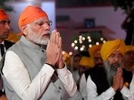 Prime Minister Narendra Modi participates in the 553rd Birth Anniversary celebration of Sri Guru Nanak Dev ji, in New Delhi on Monday.(ANI/ PIB) Prime Minister Narendra Modi participates in the 553rd Birth Anniversary celebration of Sri Guru Nanak Dev ji, in New Delhi on Monday.(ANI/ PIB)
