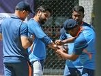 Indian team physio Kamlesh Jain and team doctor Charles Minz attend to Indian skipper Rohit Sharma after the skipper gets hit on the forearm during a practice session ahead of the match against England in the Semifinals of ICC Men's T20 World Cup 2022, in Adelaide(ANI) Indian team physio Kamlesh Jain and team doctor Charles Minz attend to Indian skipper Rohit Sharma after the skipper gets hit on the forearm during a practice session ahead of the match against England in the Semifinals of ICC Men's T20 World Cup 2022, in Adelaide(ANI)