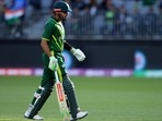 Pakistan captain Babar Azam is looking a pale shadow of himself, while opening the batting for Pakistan in the T20 World Cup. (AFP) Pakistan captain Babar Azam is looking a pale shadow of himself, while opening the batting for Pakistan in the T20 World Cup. (AFP)