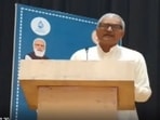 Rewa MP Janardan Mishra speaking during an event. (ANI) 