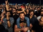 Saif Ali Khan attends a concert with son Taimur Ali Khan. Saif Ali Khan attends a concert with son Taimur Ali Khan.