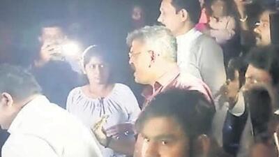 NCP MLA Jitendra Awhad stopped a late-night screening of movie ‘Har Har Mahadev’ at Thane multiplex (HT Photo)