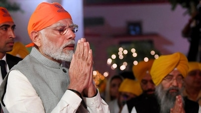 Prime Minister Narendra Modi participates in the 553rd Birth Anniversary celebration of Sri Guru Nanak Dev ji, in New Delhi on Monday. (ANI/ PIB) Prime Minister Narendra Modi participates in the 553rd Birth Anniversary celebration of Sri Guru Nanak Dev ji, in New Delhi on Monday. (ANI/ PIB)