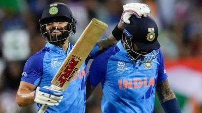 Virat Kohli, left, and teammate Suryakumar Yadav react at the end of their innings during the T20 World Cup cricket match between India and the Netherlands (AP) Virat Kohli, left, and teammate Suryakumar Yadav react at the end of their innings during the T20 World Cup cricket match between India and the Netherlands (AP)