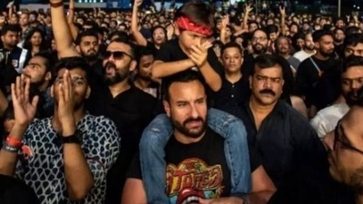 Saif Ali Khan attends a concert with son Taimur Ali Khan. Saif Ali Khan attends a concert with son Taimur Ali Khan.