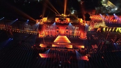 A laser show was organised at the Chet Singh Ghat, the official said. Prime Minister Narendra Modi, who represents Varanasi in Lok Sabha, shared photos of the illuminated city on his Twitter handle. (HT Photo) A laser show was organised at the Chet Singh Ghat, the official said. Prime Minister Narendra Modi, who represents Varanasi in Lok Sabha, shared photos of the illuminated city on his Twitter handle. (HT Photo)