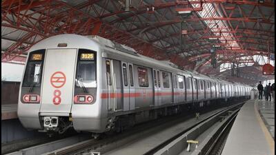 Delhi Metro Rail Corporation introduced its first set of two 8-coach trains for passenger services on the Red Line (Line-1 i.e. Rithala to Shaheed Sthal New Bus Adda). (PTI Photo) Delhi Metro Rail Corporation introduced its first set of two 8-coach trains for passenger services on the Red Line (Line-1 i.e. Rithala to Shaheed Sthal New Bus Adda). (PTI Photo)
