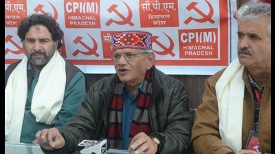 CPIM secretary-general Sitaram Yechuri ahead of the Himachal Pradesh Assembly elections in Shimla on Tuesday. (HT Photo) CPIM secretary-general Sitaram Yechuri ahead of the Himachal Pradesh Assembly elections in Shimla on Tuesday. (HT Photo)
