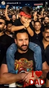 Saba Ali Khan shares picture of Saif Ali Khan and Taimur Ali Khan from a concert. Saba Ali Khan shares picture of Saif Ali Khan and Taimur Ali Khan from a concert.