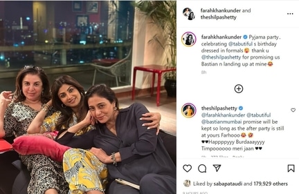 Tabu's birthday party at Farah Khan's home. Tabu's birthday party at Farah Khan's home.