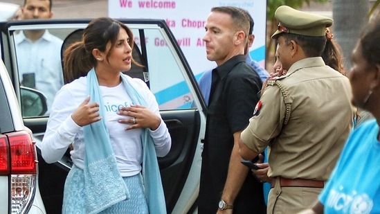 Priyanka Chopra also visited Composite School Aurangabad in Lucknow where she met little boys and girls. She also visited Anganwadi in Lalpur.(ANI)
