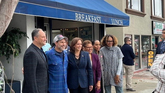 US Midterm Elections: US vice president Kamala Harris is seen at a restaurant. (Twitter)