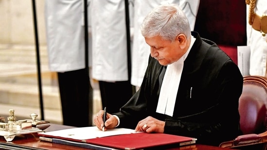 Justice Uday Umesh Lalit took oath as the 49th Chief Justice of India at the Rashtrapati Bhavan on August 27, 2022. (ANI)