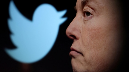 US Midterm Elections 2022: Twitter logo and a photo of Elon Musk are displayed through magnifier in this illustration.(Reuters)