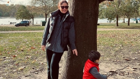 Kareena Kapoor is currently in London for the shooting of Hansal Mehta's directorial. She is accompanied by younger son Jehangir Ali Khan. During her off day, she took him to a park and the pictures are proof he had a lot of fun playing around trees.