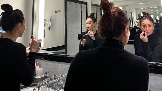 Karisma Kapoor also joined Kareena Kapoor in London in the first week of November. Kareena shared a candid picture from their makeup session together as they set out for their shopping spree in the city.