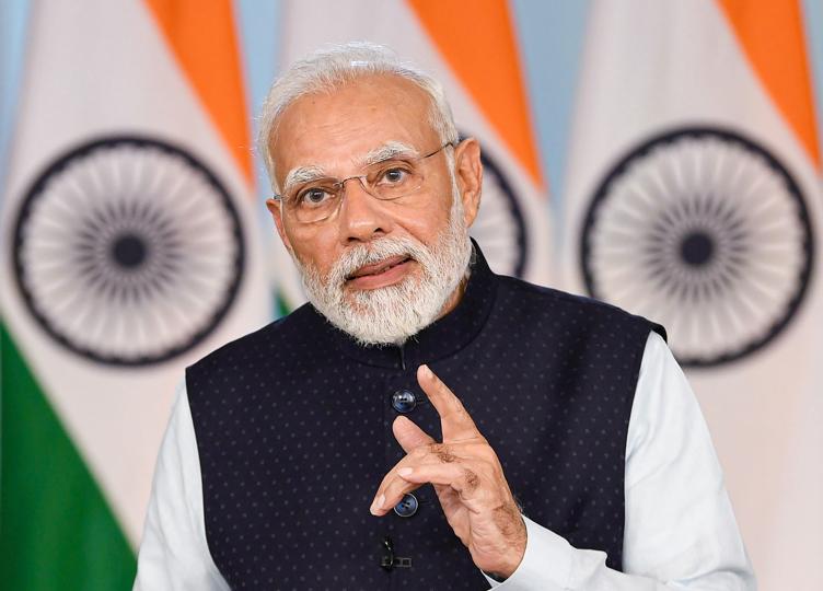 Prime Minister Narendra Modi speaks during the launch of logo, theme and website of India’s G20 Presidency, via video conferencing, in New Delhi, Tuesday, Nov. 8, 2022. (PTI)