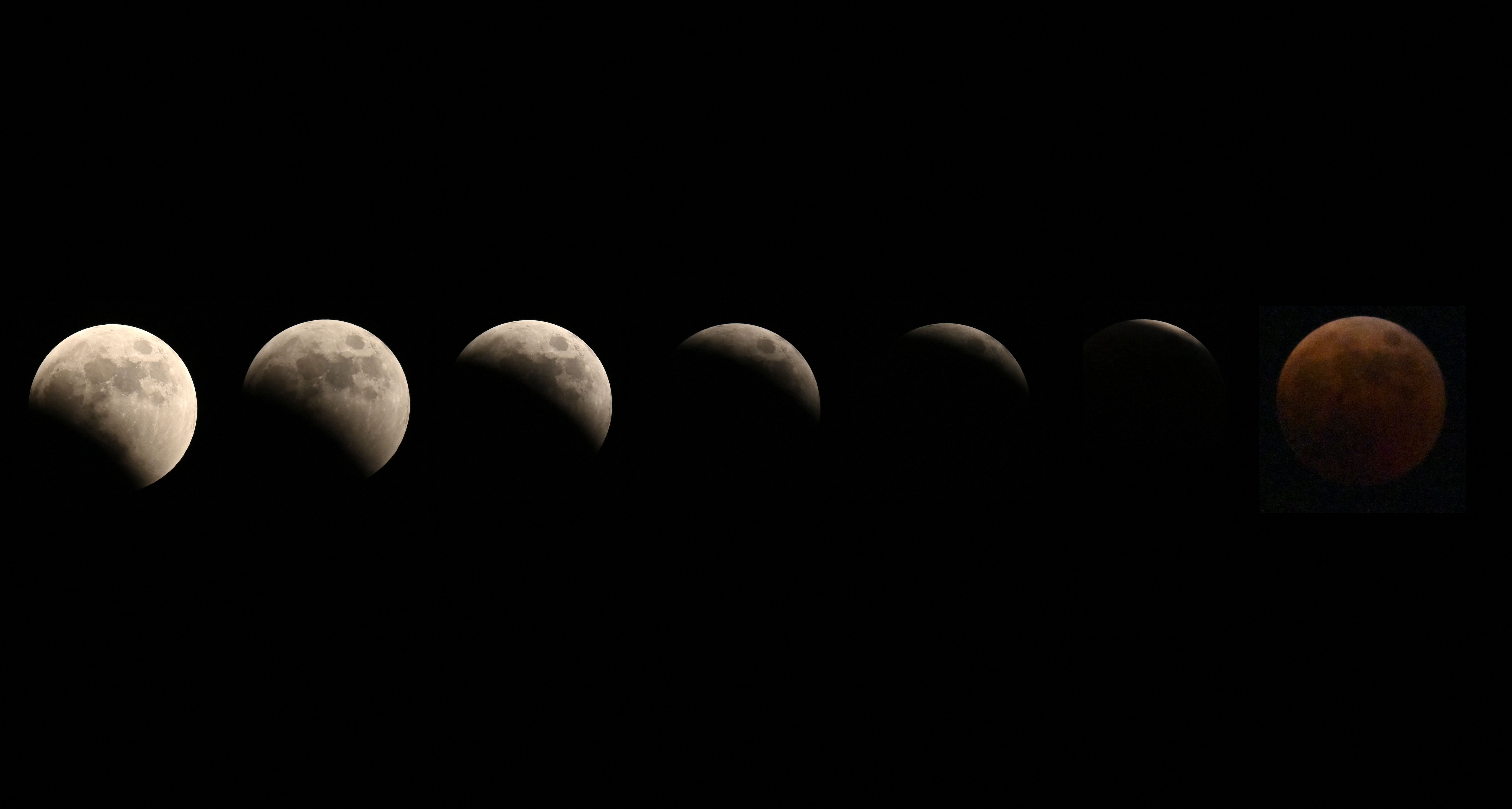 The progression of Blood Moon over the skies of Tokyo. (Richard A. Brooks / AFP) The progression of Blood Moon over the skies of Tokyo. (Richard A. Brooks / AFP)