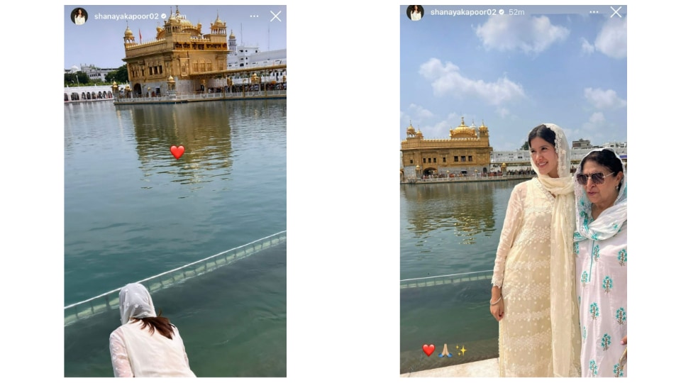 Shanaya Kapoor shares pictures from Golden Temple via Instagram Stories.