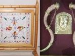 The gift items include Chamba 'rumals', Kangra miniature paintings, Kinnauri shawl, Kullu shawl and Kanal brass set,