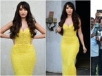 Nora Fatehi displays her curvy silhouette in deep-neck yellow embellished gown, (HT Photo/Varinder Chawla) Nora Fatehi displays her curvy silhouette in deep-neck yellow embellished gown, (HT Photo/Varinder Chawla)