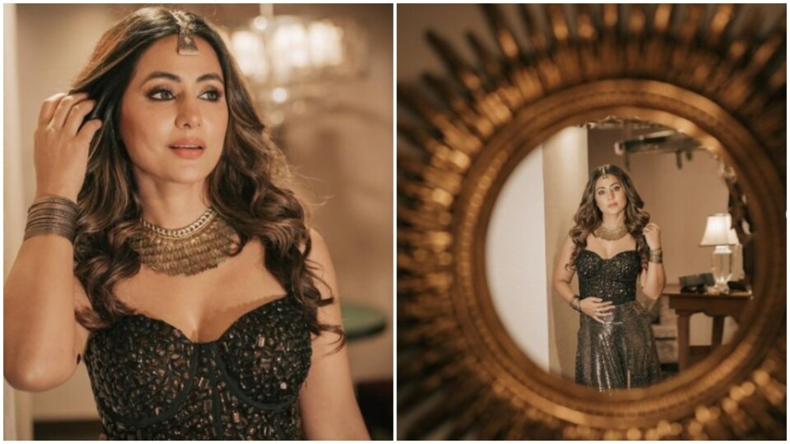 Hina Khan, in a black metallic ensemble, is a sight to behold