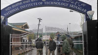 The gate of Srinagar NIT where two groups of students clashed after a volleyball match on Tuesday. (HT Photo) The gate of Srinagar NIT where two groups of students clashed after a volleyball match on Tuesday. (HT Photo)