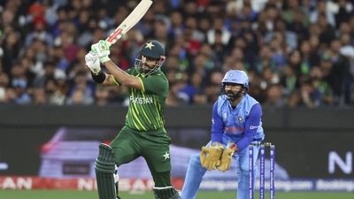 Shan Masood bats during the T20 World Cup match between India and Pakistan in Melbourne. (AP) Shan Masood bats during the T20 World Cup match between India and Pakistan in Melbourne. (AP)