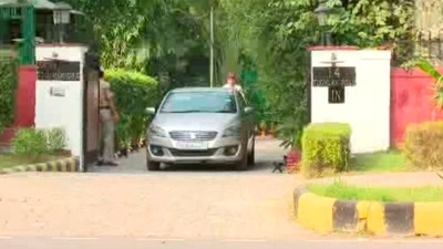 **EDS: PTI VIDEO GRAB** New Delhi: Chief Justice of India-designate Dhananjaya Y Chandrachud leaves his residence for the oath taking ceremony, in New Delhi, Wednesday, Nov. 9, 2022. (PTI Photo)(PTI11_09_2022_000008B) (PTI)