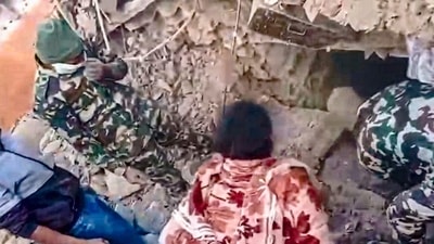 Bhola Bhatta, Doti's deputy superintendent of police said that five people were seriously injured as eight houses collapsed. (PTI) Bhola Bhatta, Doti's deputy superintendent of police said that five people were seriously injured as eight houses collapsed. (PTI)