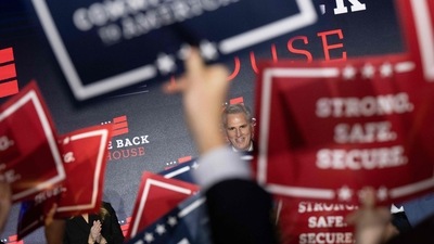 US Midterm Elections Results: People cheer as House Minority Leader Kevin McCarthy speaks. (AFP)
