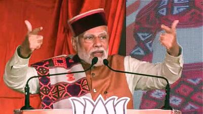 Prime Minister Narendra Modi addressing the BJP rally at Chambi in Shahpur constituency of Kangra district on Wednesday. (PTI Photo) Prime Minister Narendra Modi addressing the BJP rally at Chambi in Shahpur constituency of Kangra district on Wednesday. (PTI Photo)