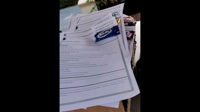 The image, taken from the LinkedIn post, shows resumes with chocolates and notes. (LinkedIn/Nawar M.) The image, taken from the LinkedIn post, shows resumes with chocolates and notes. (LinkedIn/Nawar M.)
