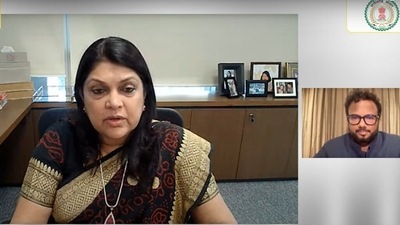 Nykaa founder and CEO Falguni Nayar in conversation with Sruthijit KK, editor-in-chief, Mint at the HT Leadership Summit.