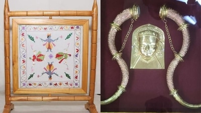The gift items include Chamba 'rumals', Kangra miniature paintings, Kinnauri shawl, Kullu shawl and Kanal brass set,