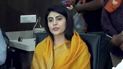 Rivaba Jadeja, wife of cricketer Ravindra Jadeja. (PTI) Rivaba Jadeja, wife of cricketer Ravindra Jadeja. (PTI)