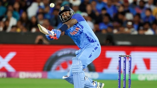 Suryakumar Yadav bats during the T20 World Cup match between India and Zimbabwe in Melbourne.(AP)