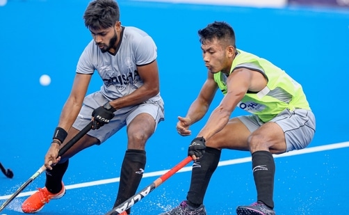 Mohammed Raheel Mouseen during a training session.(Hockey India)