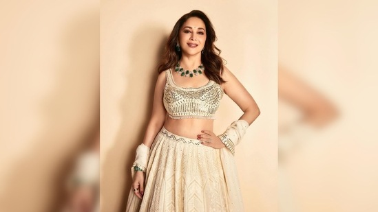"Mujhe palkon ki chhaanw mein rehene do," Madhuri Dixit wrote in the caption.(Instagram/@madhuridixitnene)