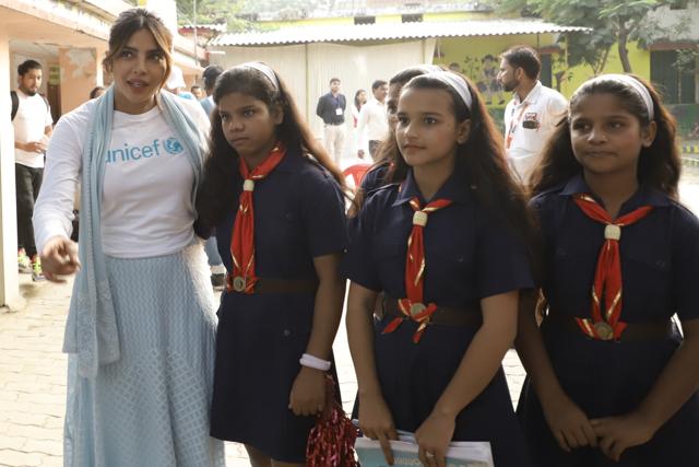 Priyanka interacting with girls during her Lucknow visit. Priyanka interacting with girls during her Lucknow visit.