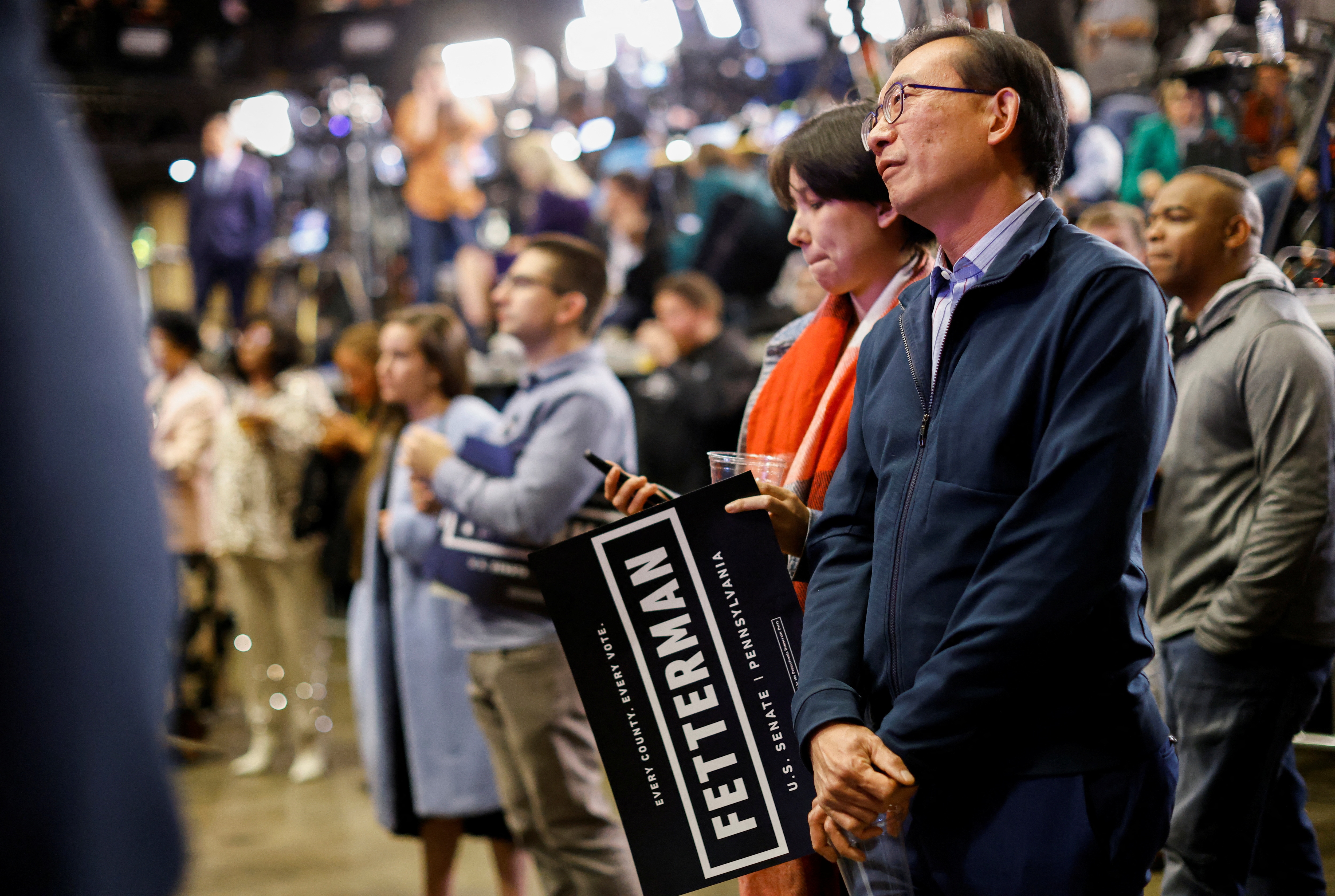 US midterm elections results: Supporters watch a screen as election results are announced. (Reuters)