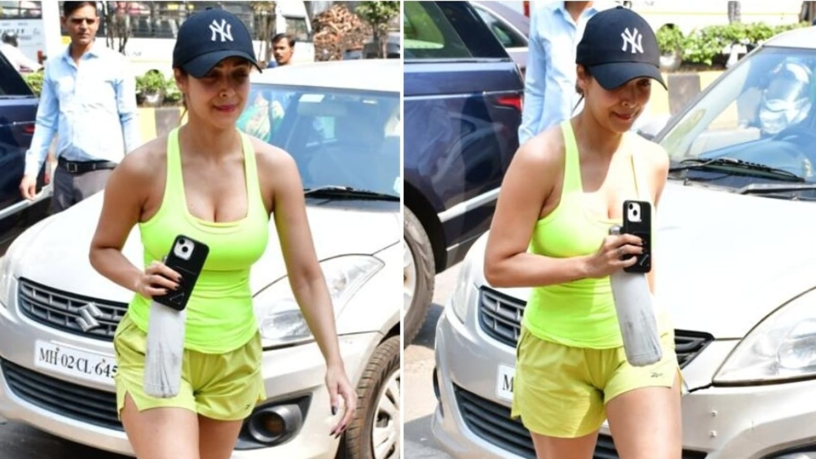 Malaika Arora highlights her love for neon as she aces another gym look in tank top and shorts: See pics, videos