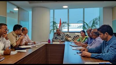 GMDA CEO Sudhir Rajpal chaired a coordination committee meeting of local authorities on Thursday. (HT Photo) GMDA CEO Sudhir Rajpal chaired a coordination committee meeting of local authorities on Thursday. (HT Photo)