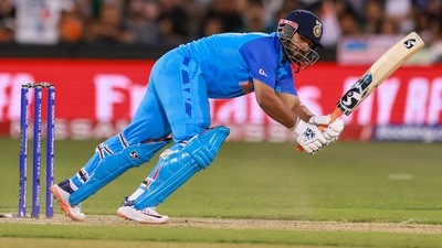 Rishabh Pant bats during the T20 World Cup semifinal against England (AP) Rishabh Pant bats during the T20 World Cup semifinal against England (AP)
