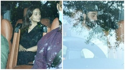 Alia Bhatt and Ranbir Kapoor with their baby at their residence. (Varinder Chawla) Alia Bhatt and Ranbir Kapoor with their baby at their residence. (Varinder Chawla)
