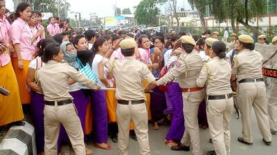 Manipuris on the streets demanding the introduction of Inner Line Permit in the state in 2015. (Sobhapati Samom/ HT File Photo)
