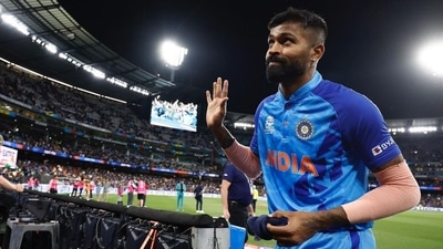 Hardik Pandya during T20 World Cup semi-final vs England