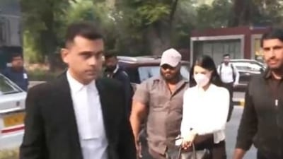 Jacqueline Fernandez arrives at a Delhi court which will be hearing her petition in the  ₹200 crore money laundering case.